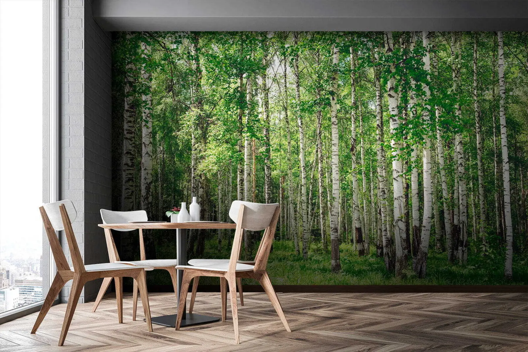 Fotobehang Berken bos u52530
