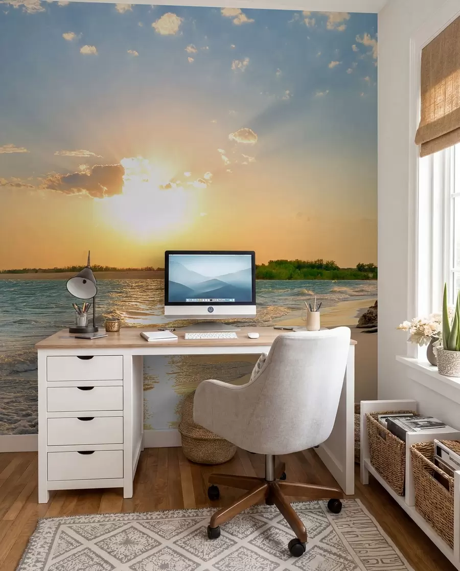 Fotobehang Zonsondergang aan de zeekust u53408