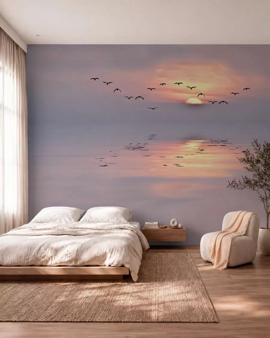 Papier peint photo Mouettes au coucher du soleil u53413