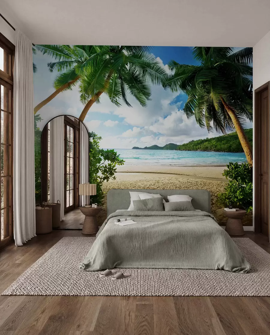 Fotobehang Rust uit onder de palmbomen u53753