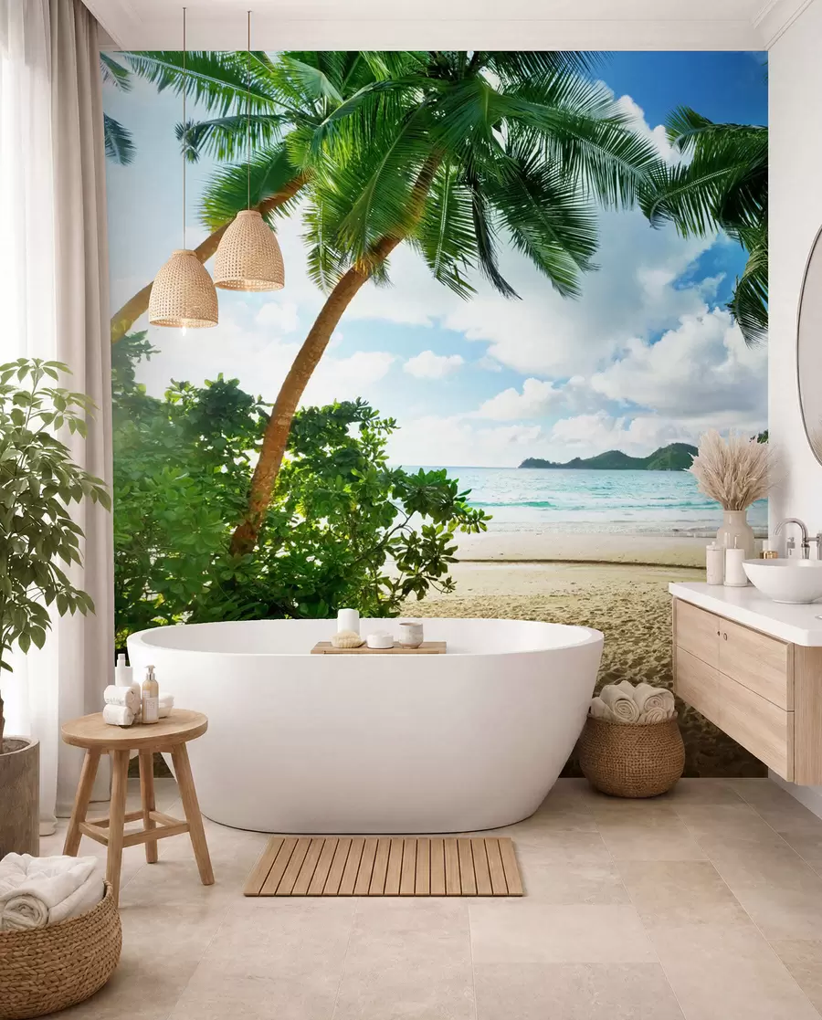 Fotobehang Rust uit onder de palmbomen u53753