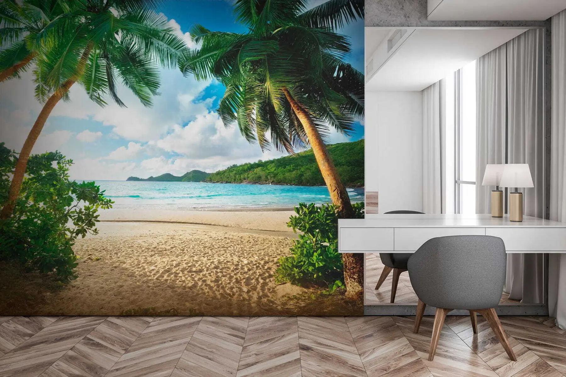 Fotobehang Rust uit onder de palmbomen u53753