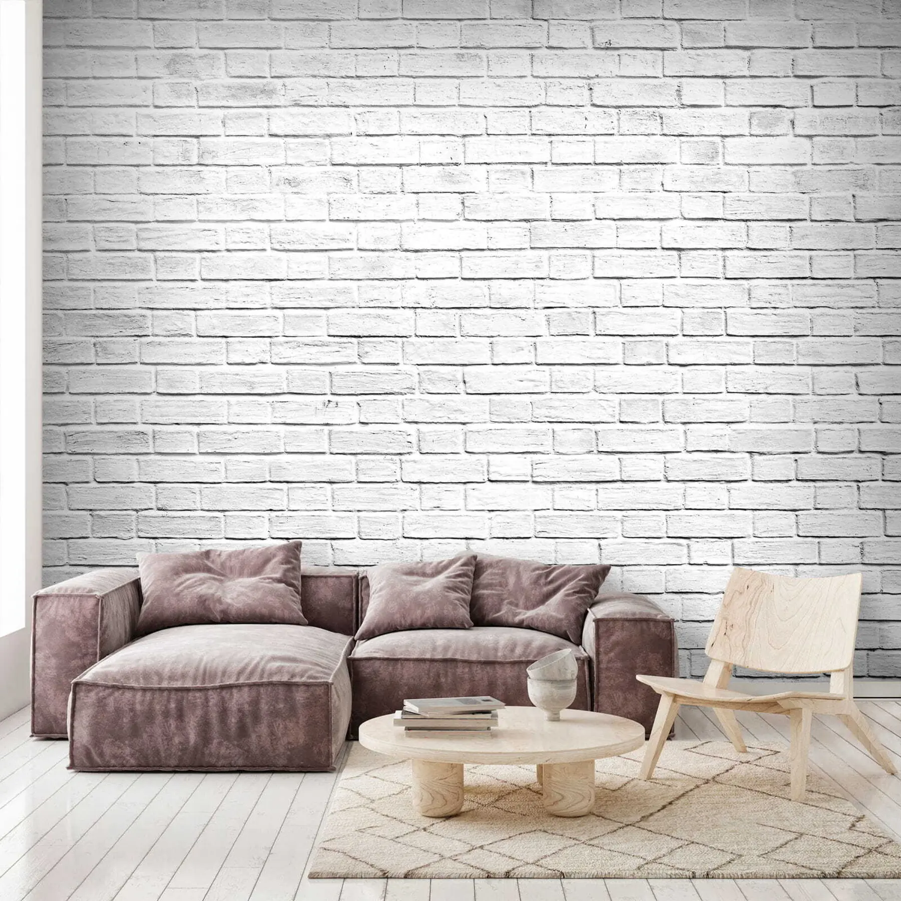 Fotobehang Witte bakstenen muur u54004