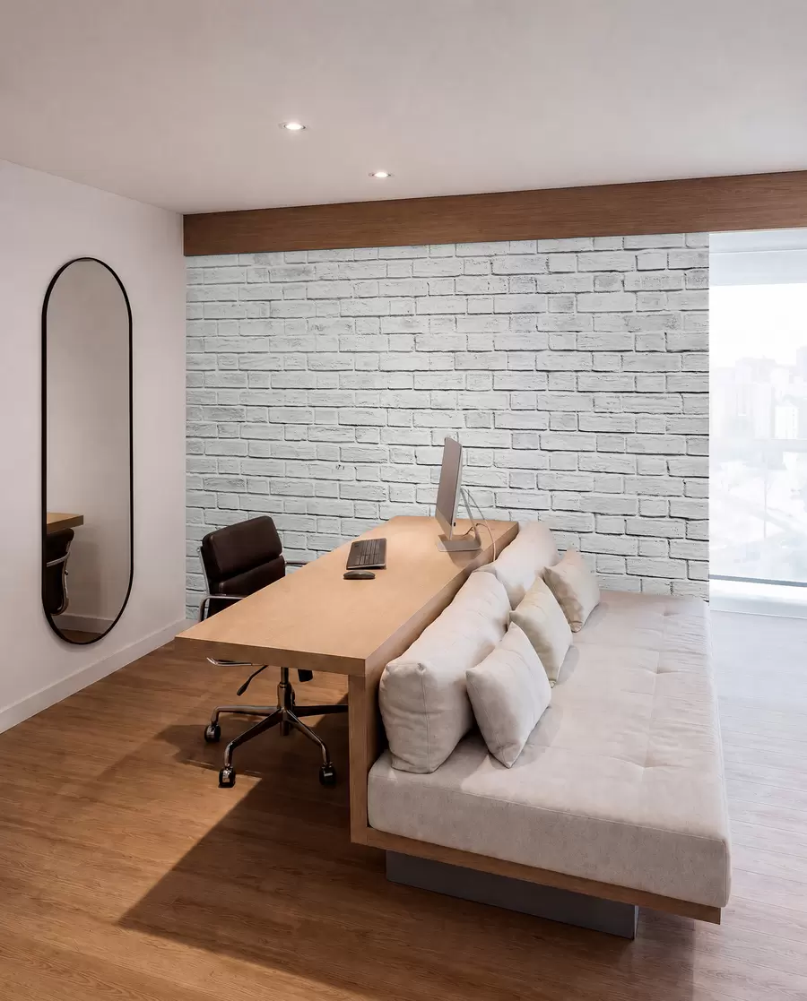 Fotobehang Witte bakstenen muur u54004