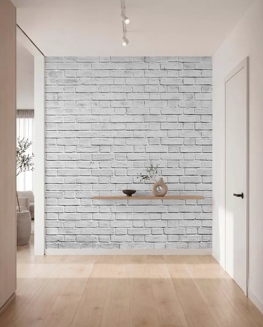 Fotobehang Witte bakstenen muur u54004
