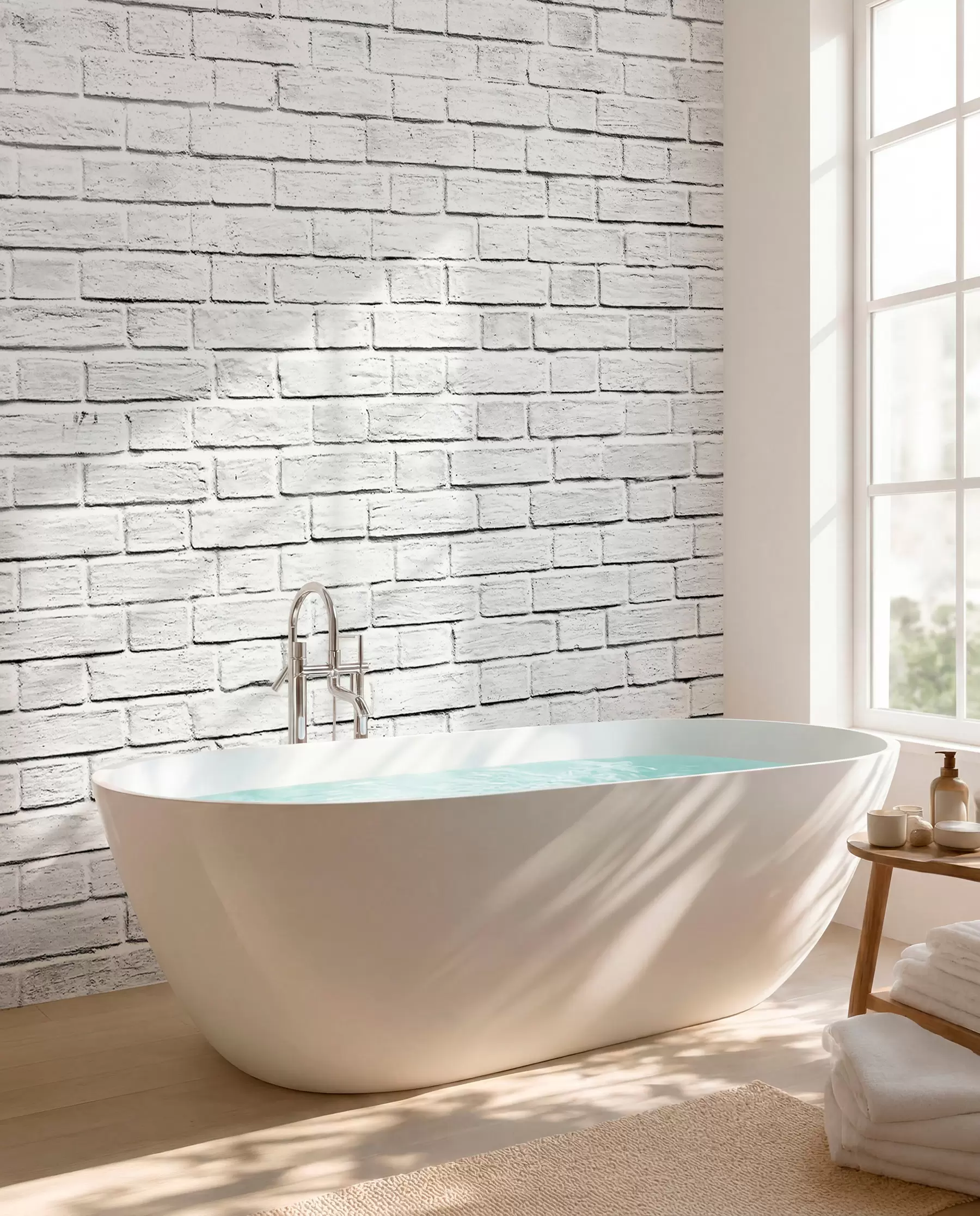 Fotobehang Witte bakstenen muur u54004