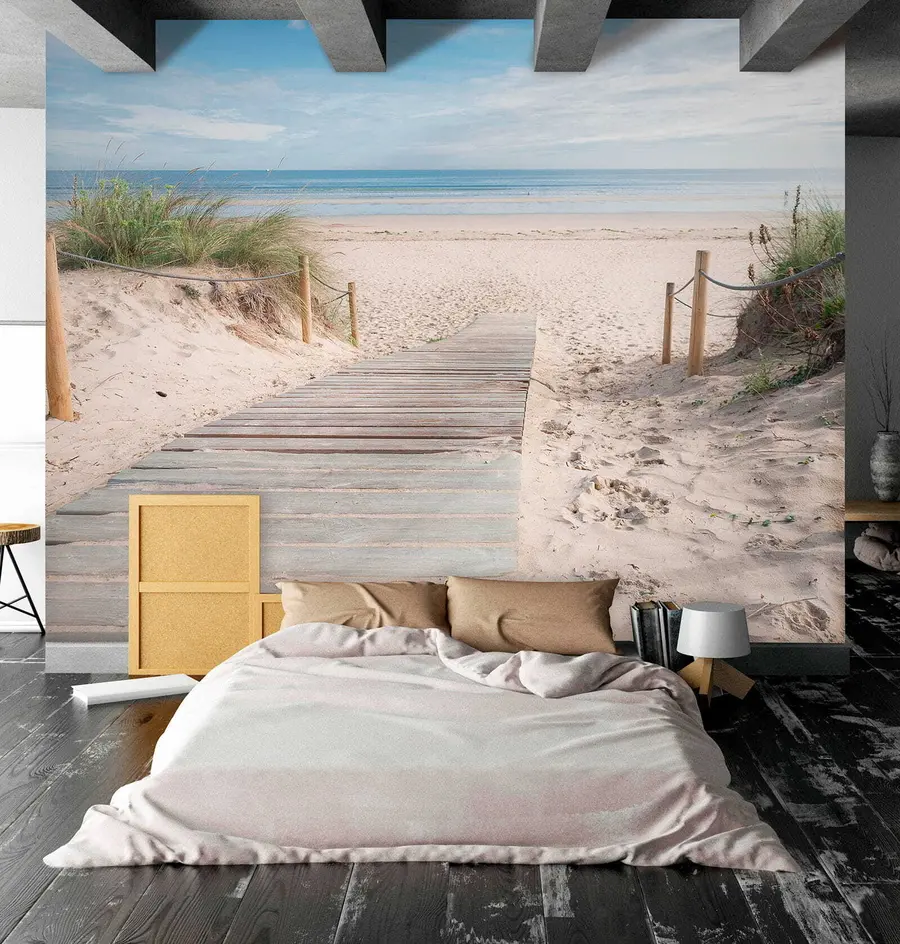 Fotobehang Pad naar het zandstrand u54357