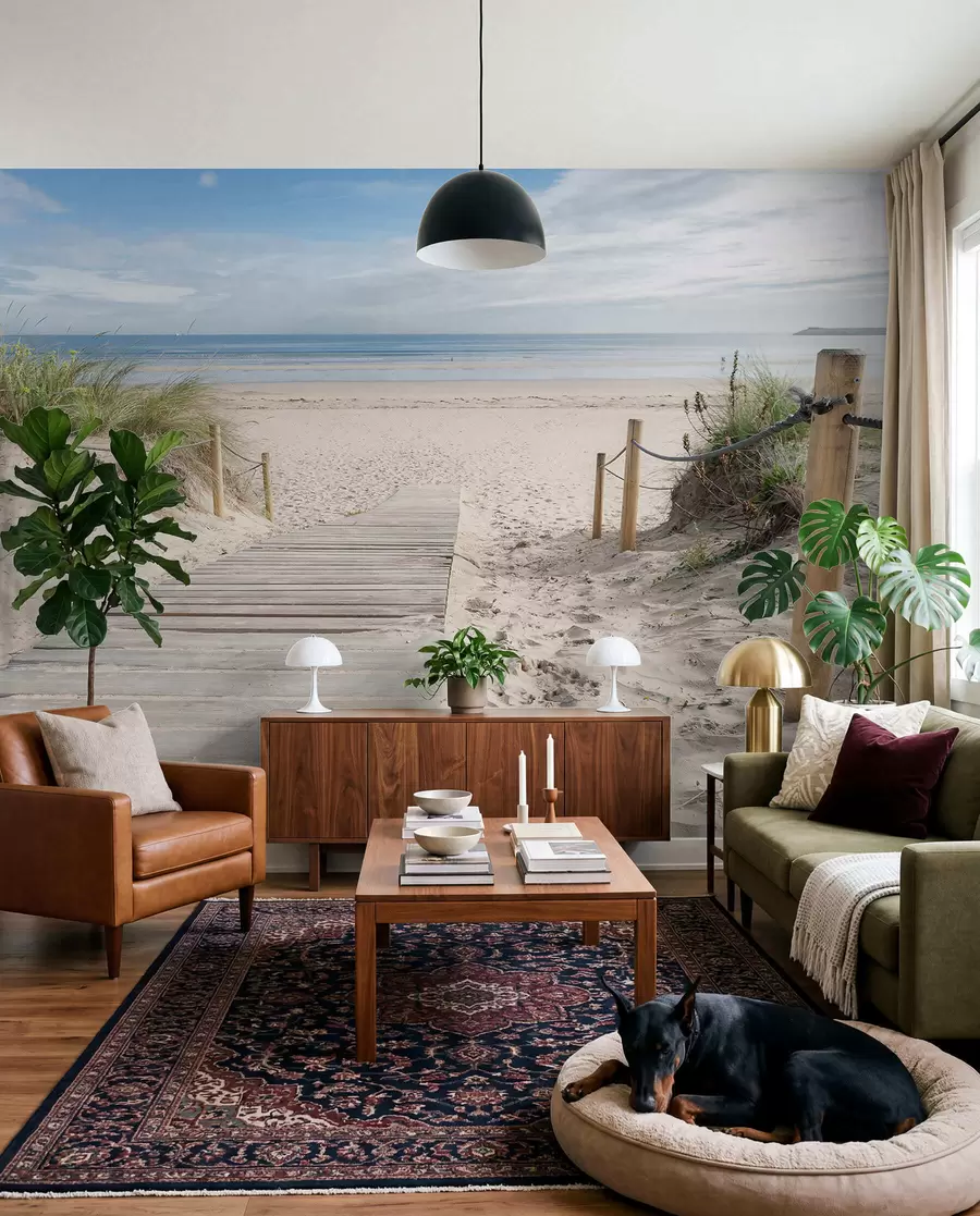 Fotobehang Pad naar het zandstrand u54357