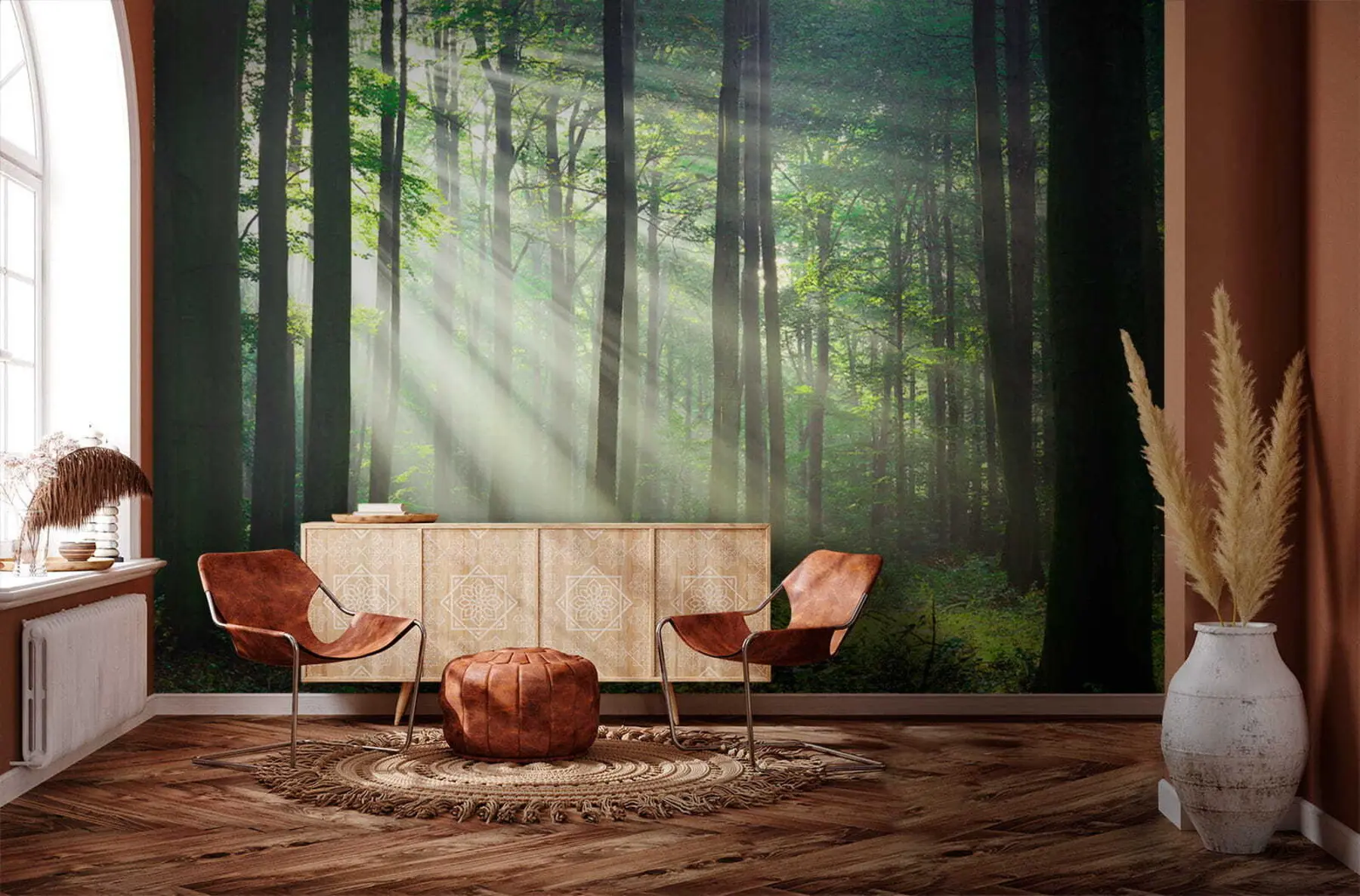 Papier peint photo Rayons de soleil dans la forêt u56787