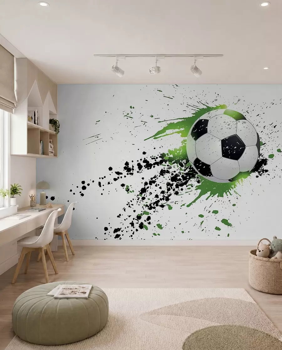 Papier peint photo Football en éclats verts u57431