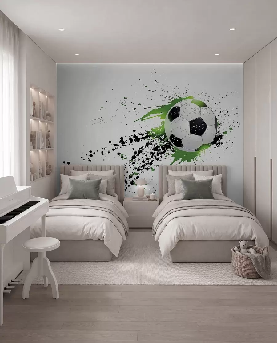 Papier peint photo Football en éclats verts u57431