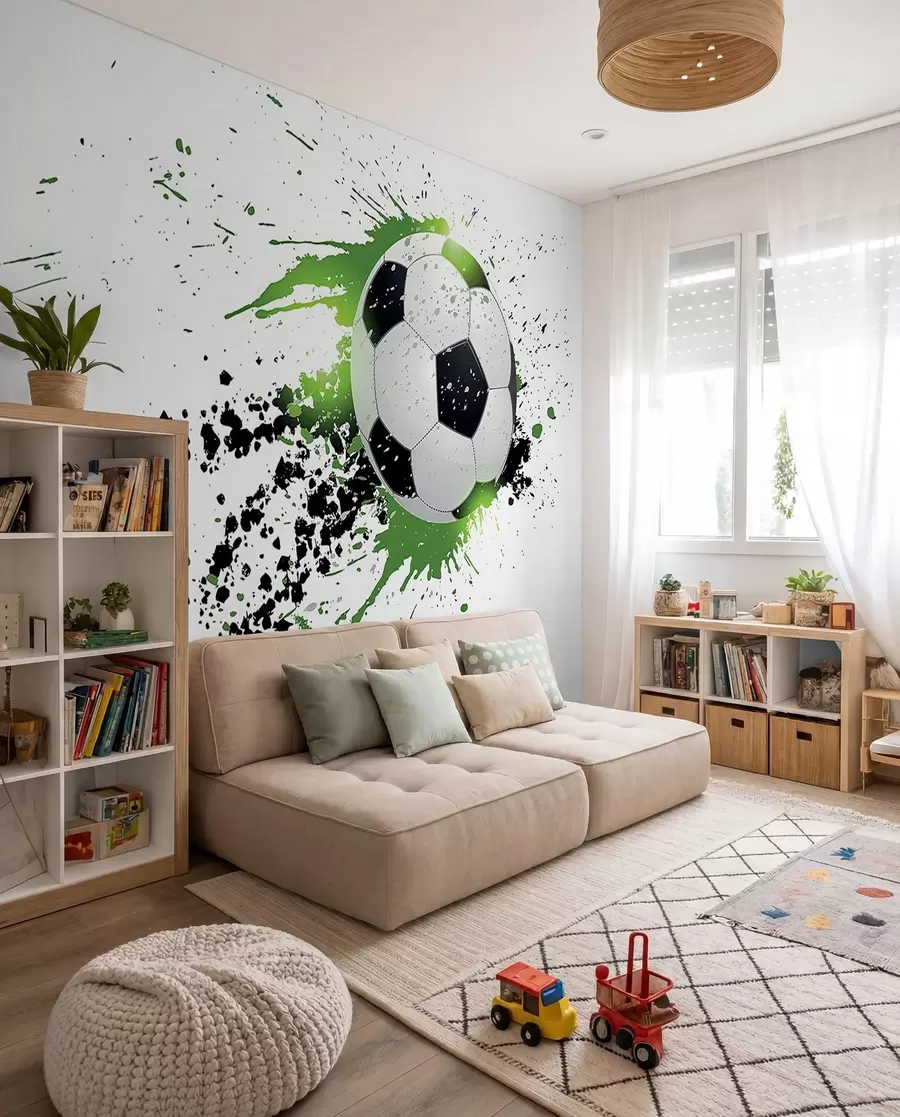 Papier peint photo Football en éclats verts u57431