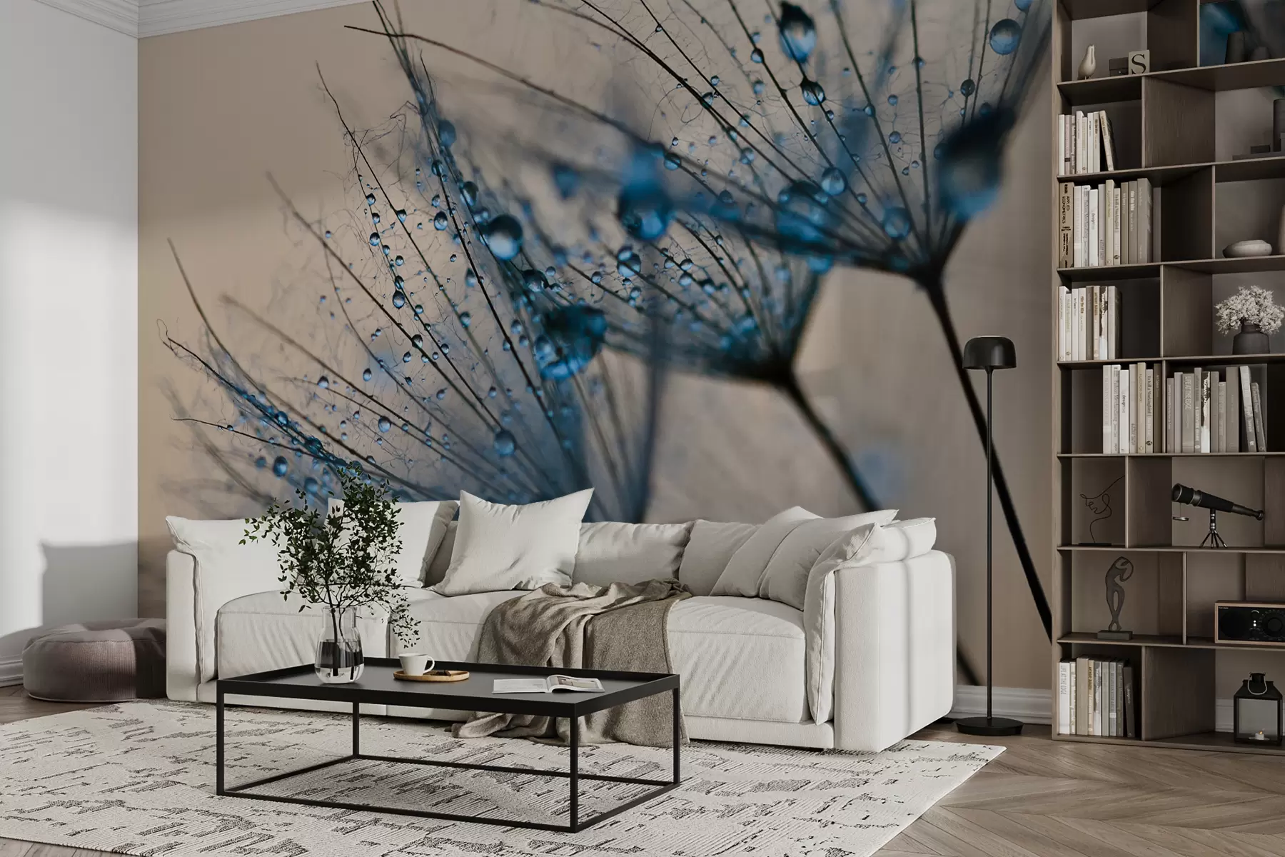 Fotobehang Paardebloemen met druppels water u57557