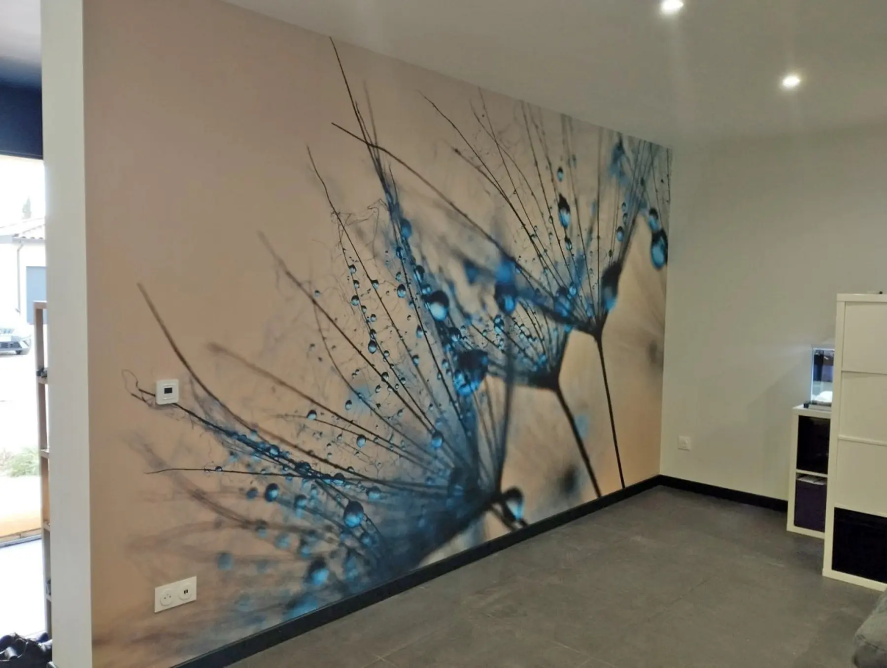 Fotobehang Paardebloemen met druppels water u57557