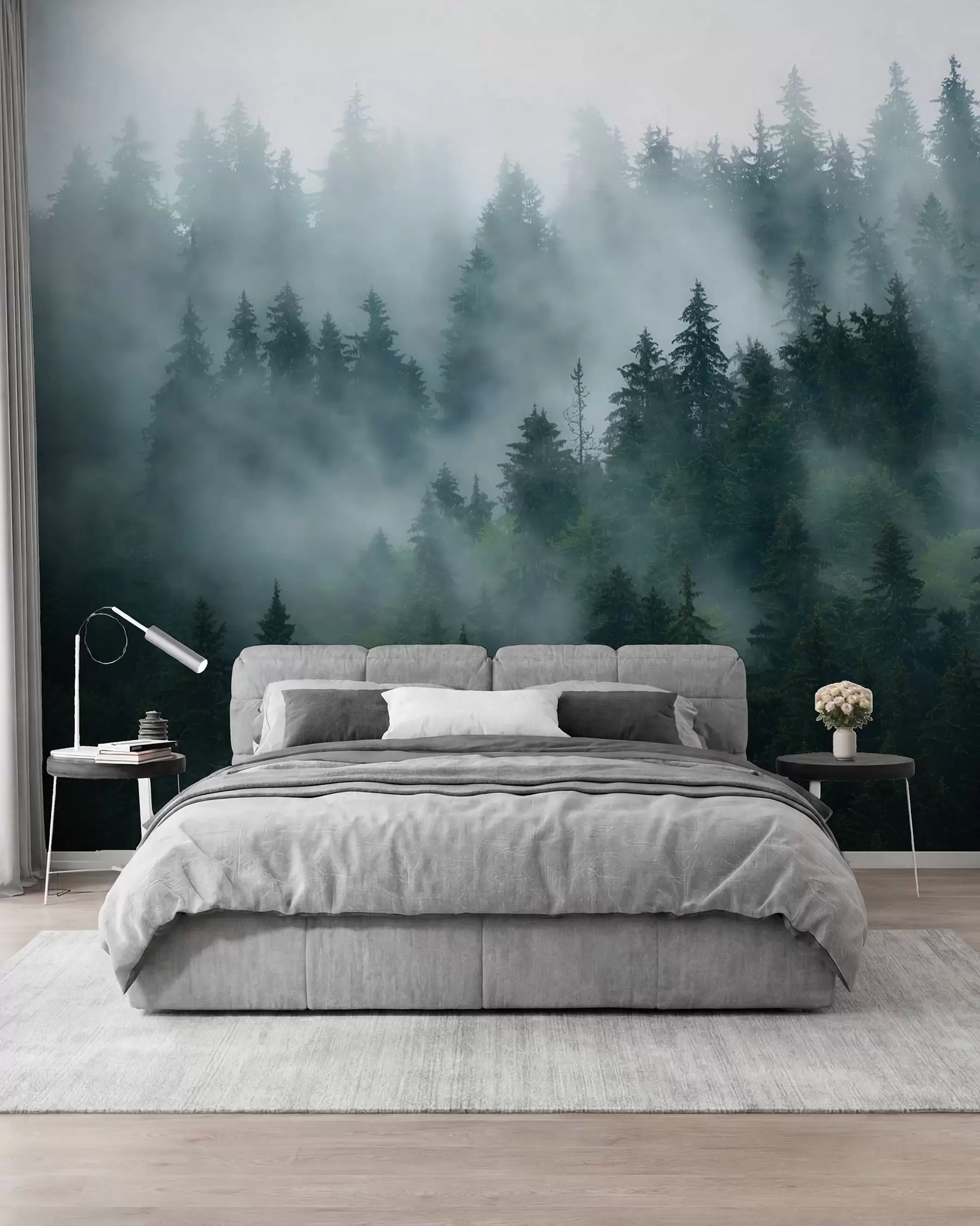 Fotobehang Bos in smaragdgroen u57914