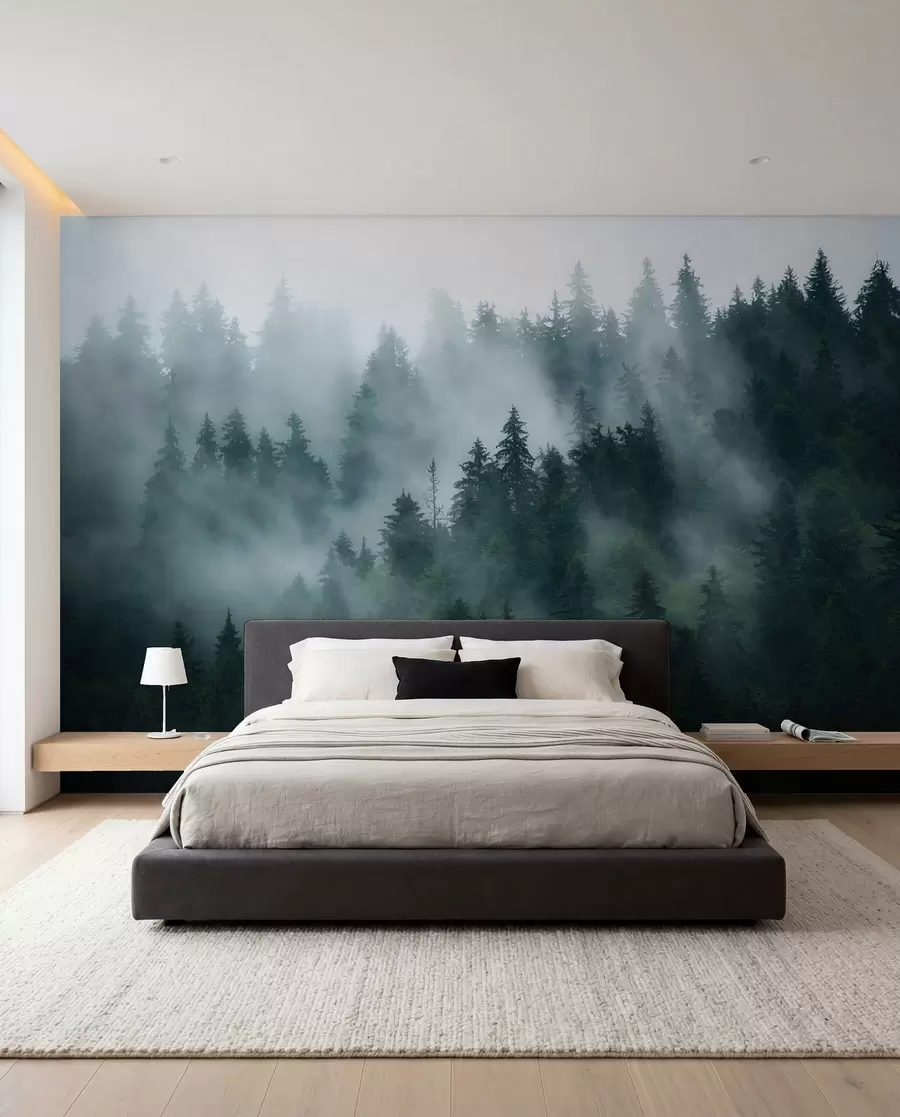 Fotobehang Mistig bos u57914