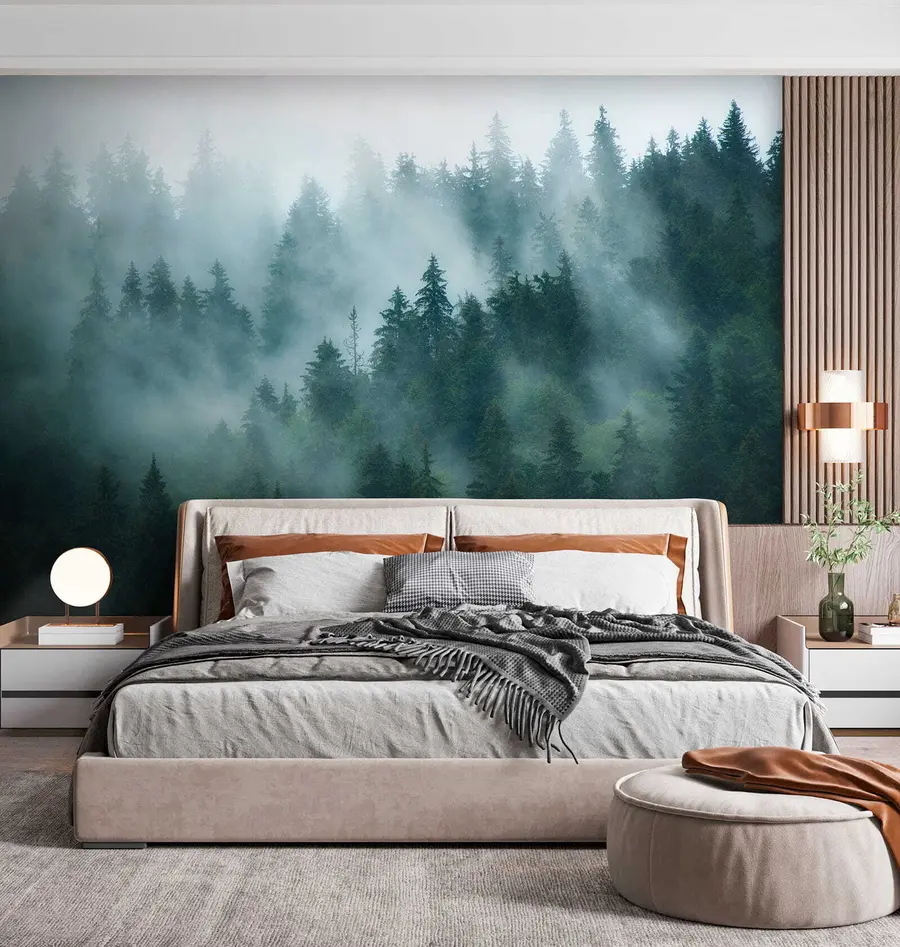 Fotobehang Mistig bos u57914