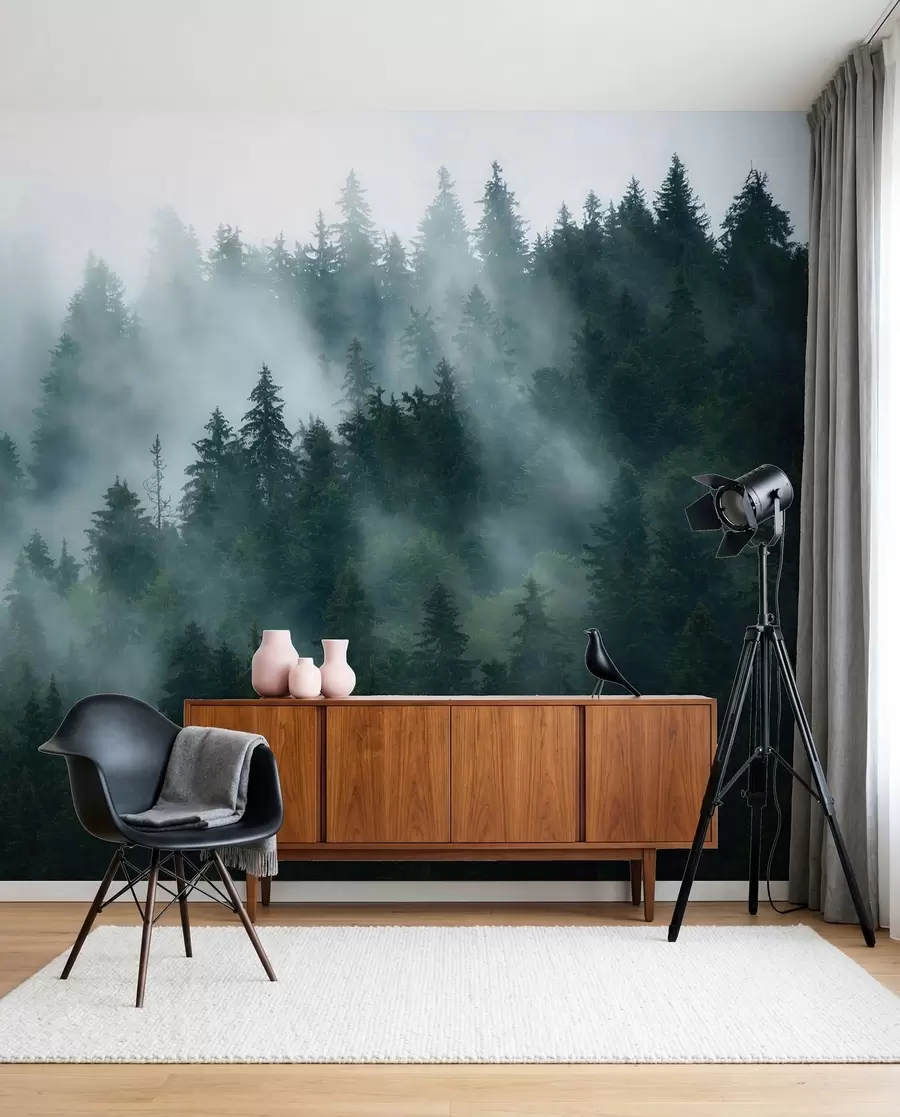 Fotobehang Mistig bos u57914