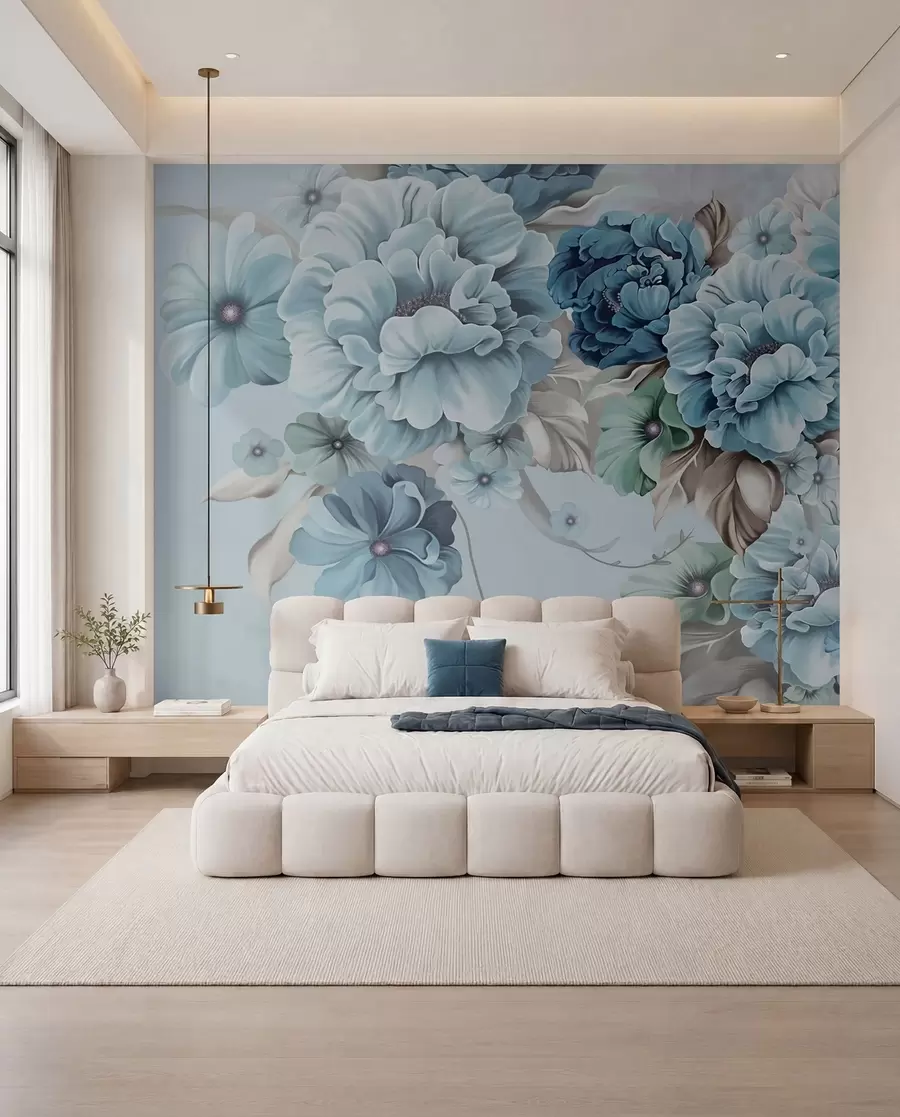 Fotobehang Boeket blauwe bloemen u59900