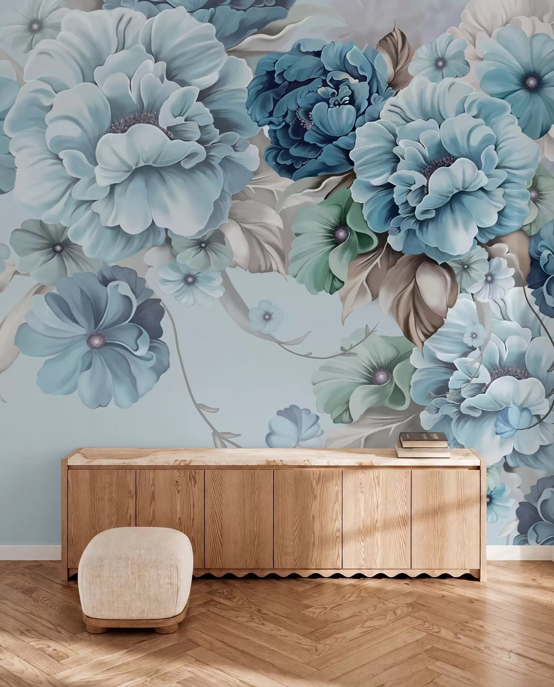 Fotobehang Boeket blauwe bloemen u59900