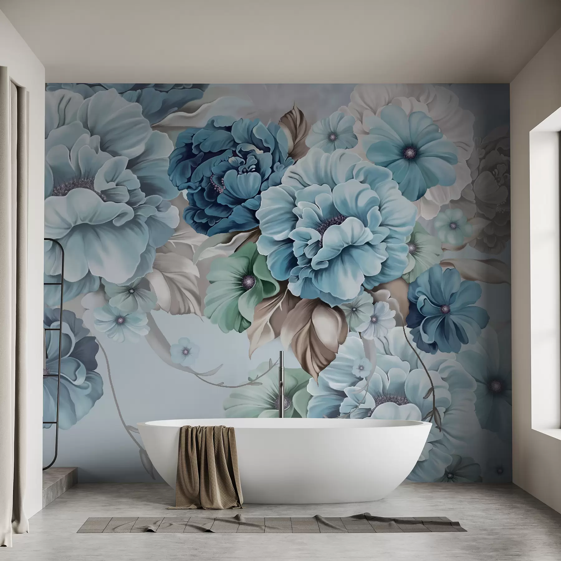 Fotobehang Fijne blauwe bloemen u59900