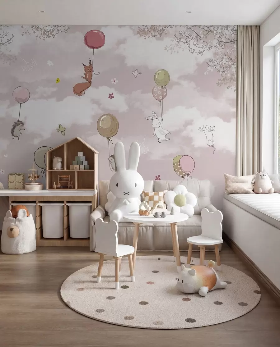 Fotobehang Luchtballonnen in de wolken u59963
