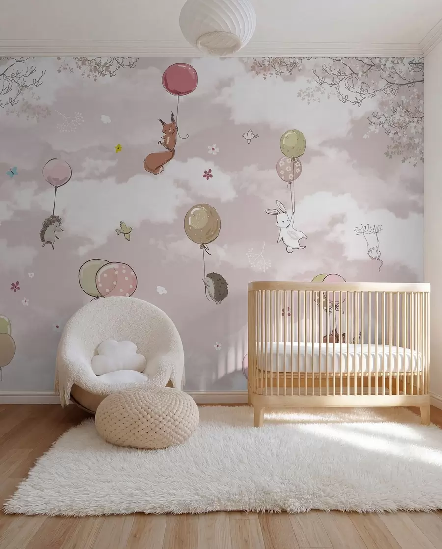 Fotobehang Luchtballonnen in de wolken u59963