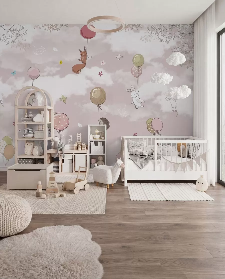 Fotobehang Luchtballonnen in de wolken u59963