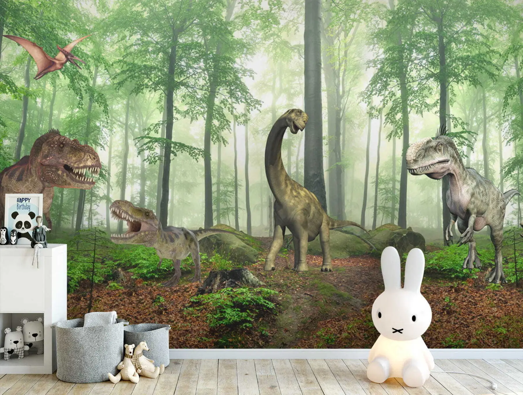 Fotobehang Dinosaurussen in het bos u60039