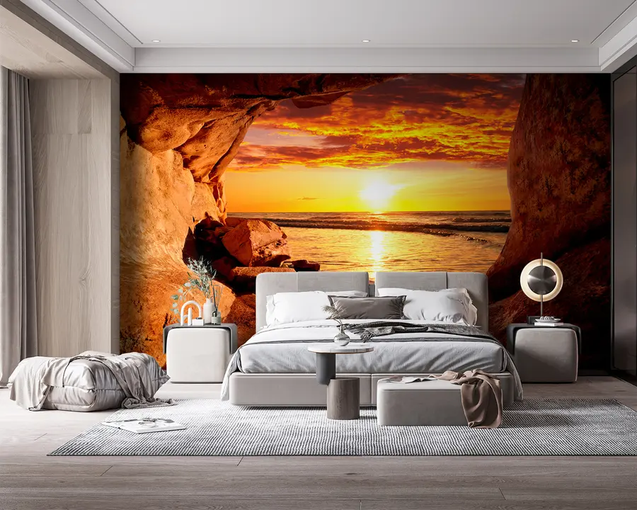 Fotobehang Zonsondergang in de rotsen u60242