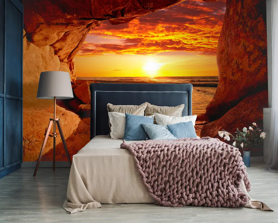 Fotobehang Zonsondergang in de rotsen u60242