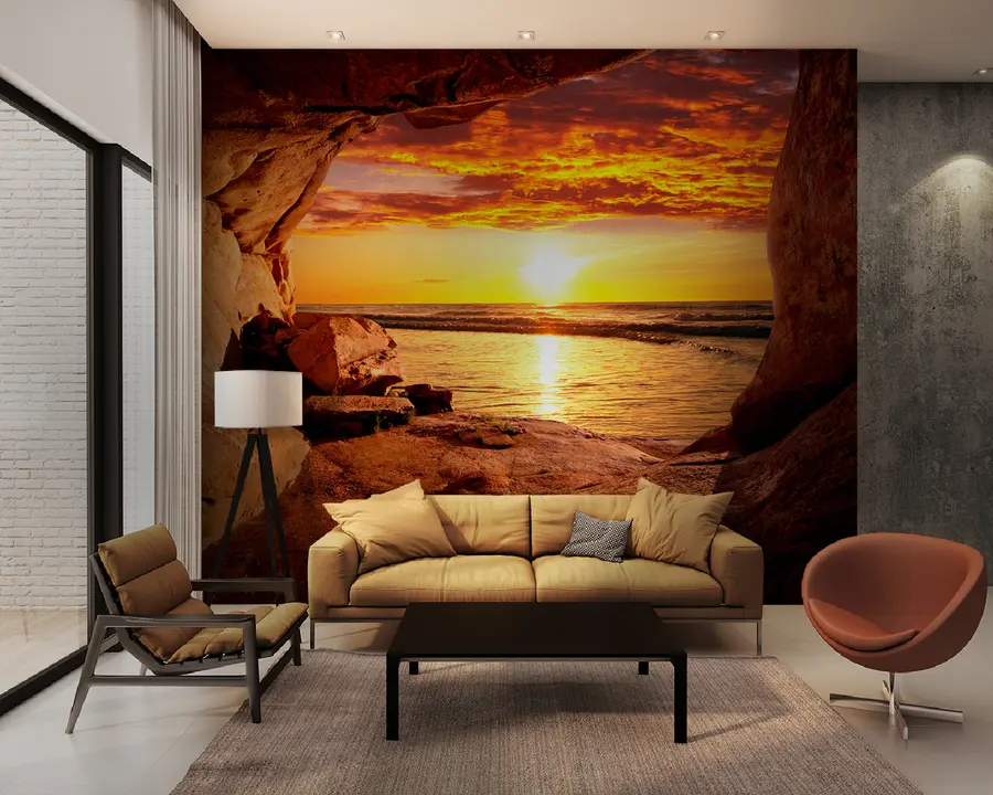 Fotobehang Zonsondergang in de rotsen u60242