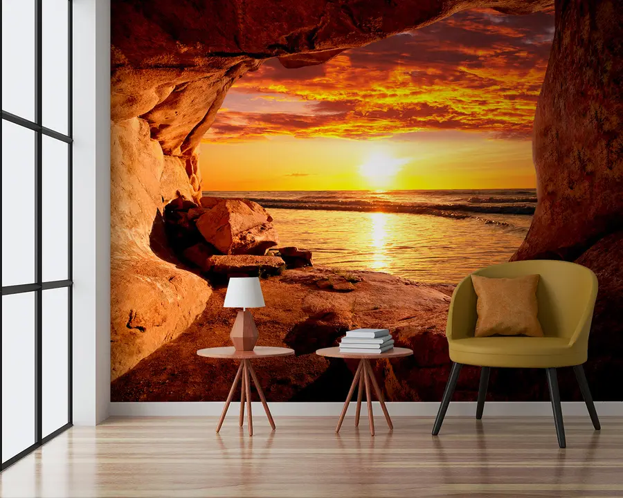 Papier peint photo Coucher de soleil dans les rochers u60242