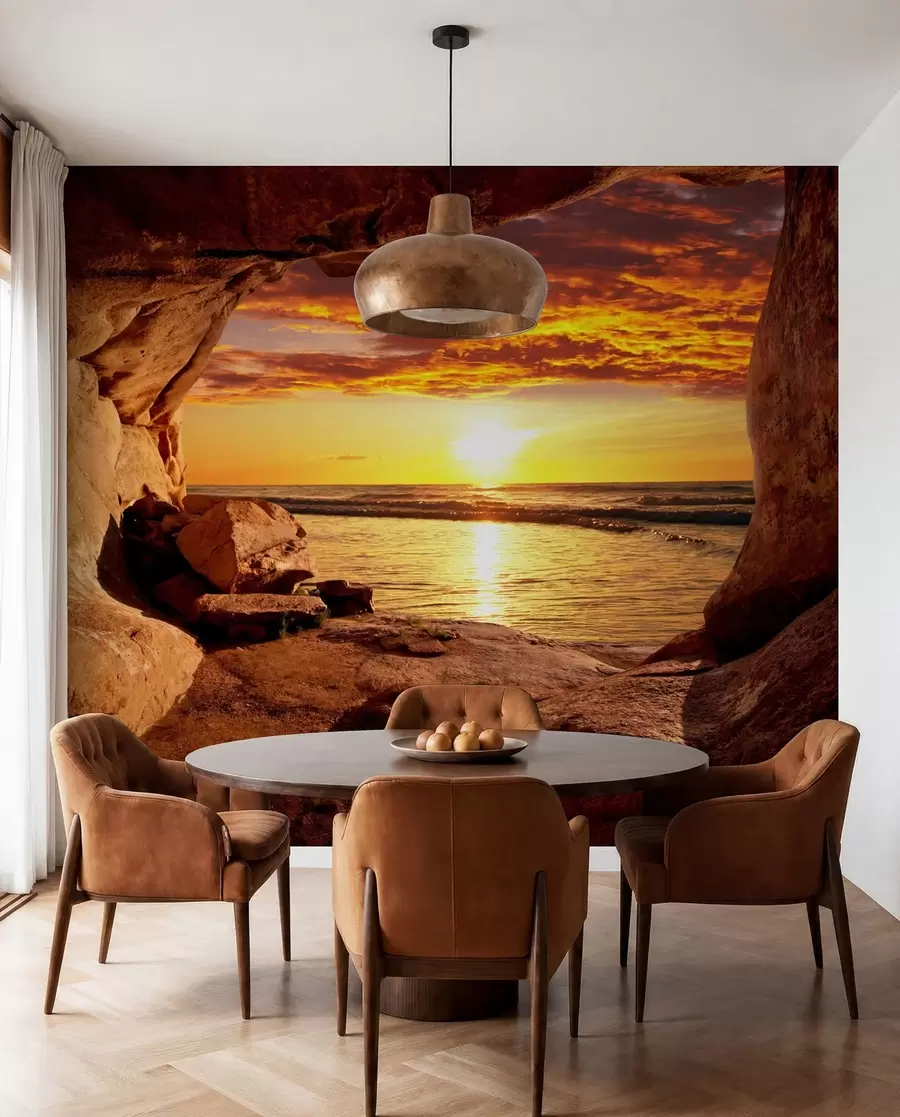 Papier peint photo Coucher de soleil dans les rochers u60242