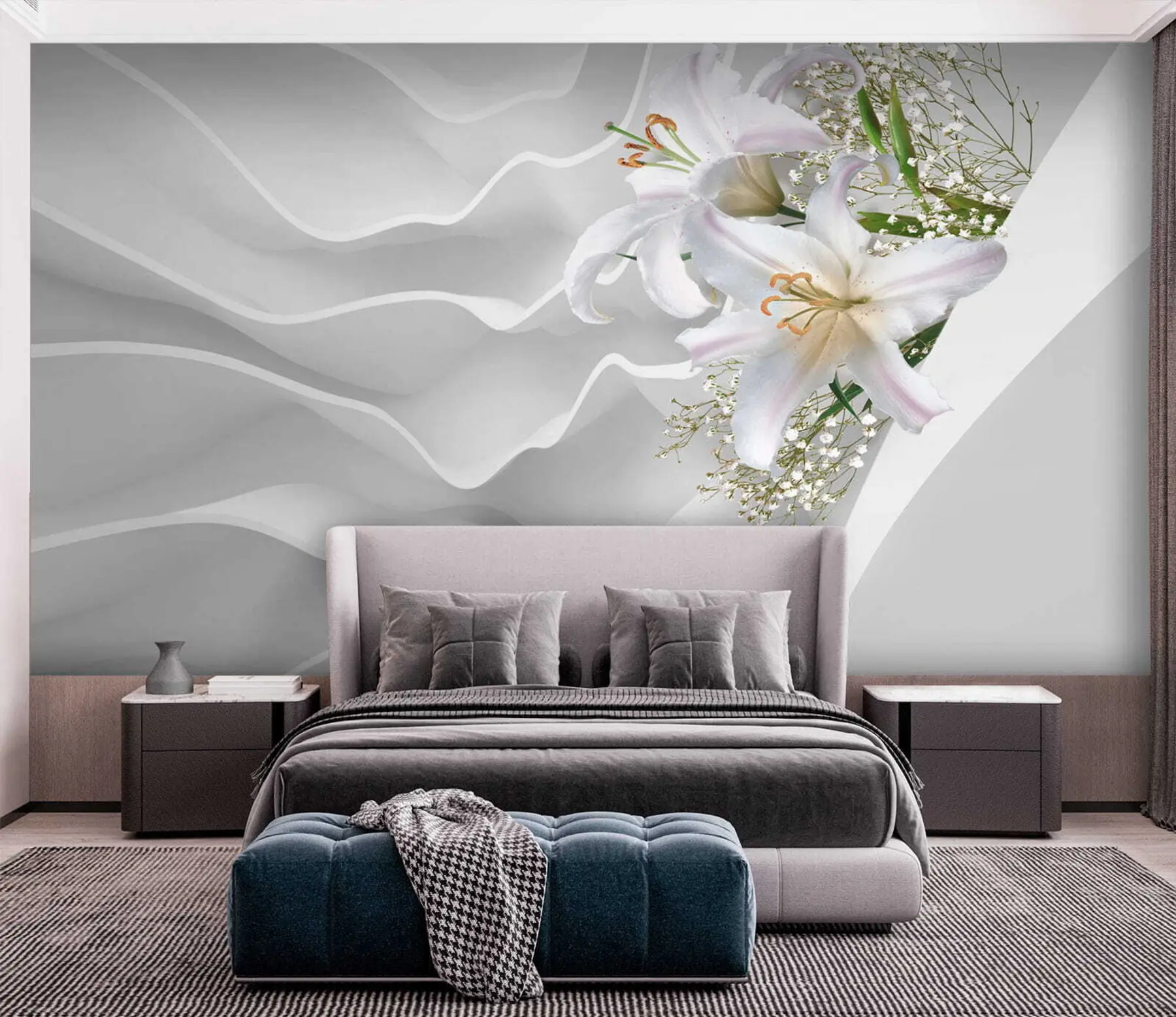 Fotobehang Lelies en muur met structuur u60451