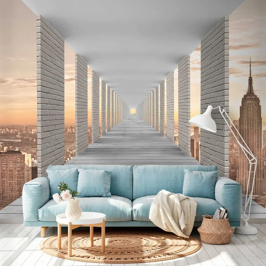 Fotobehang Tunnel met uitzicht op New York u59788