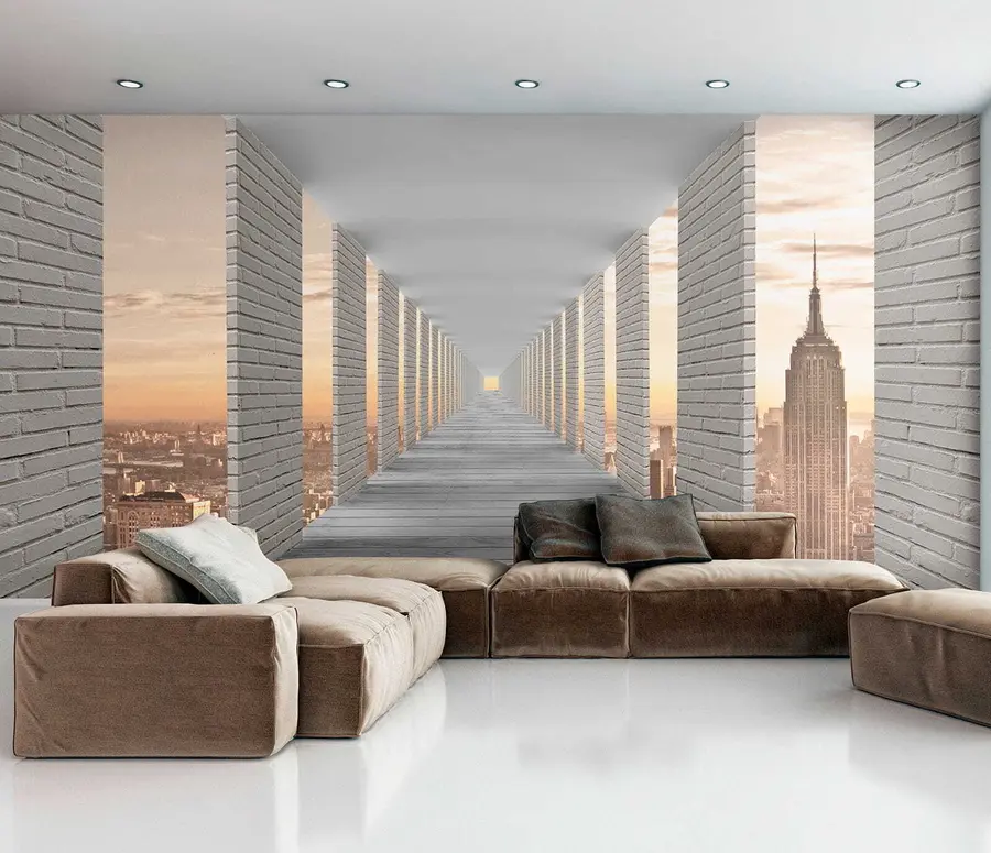 Fotobehang Tunnel met uitzicht op New York u59788