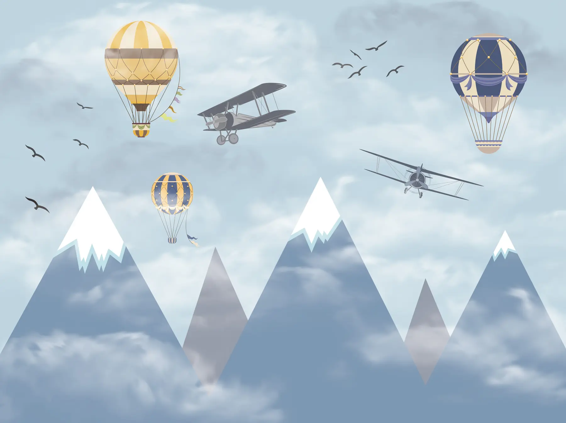 Papier peint photo Montagnes et ballons u60492
