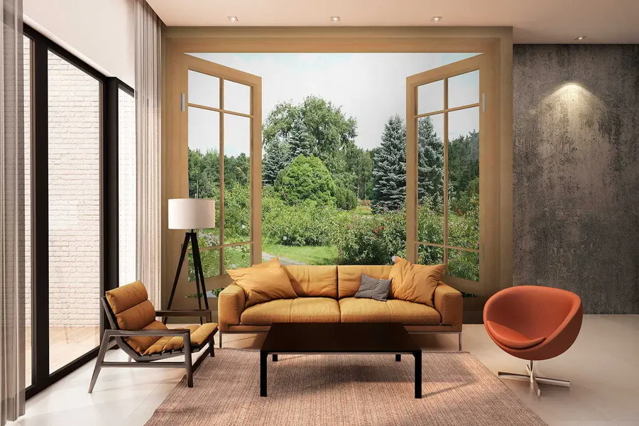 Papier peint photo Vue de la fenêtre sur la forêt u60673