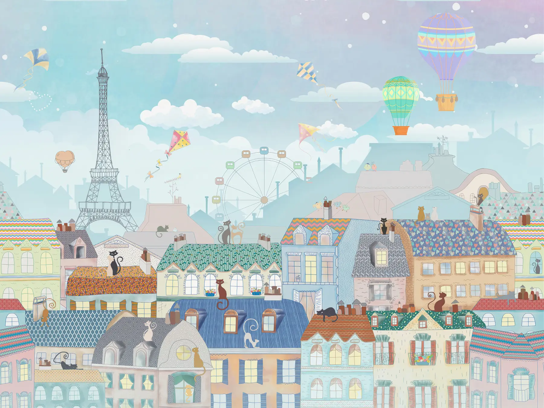 Papier peint photo Festival dans la ville des chats u62119