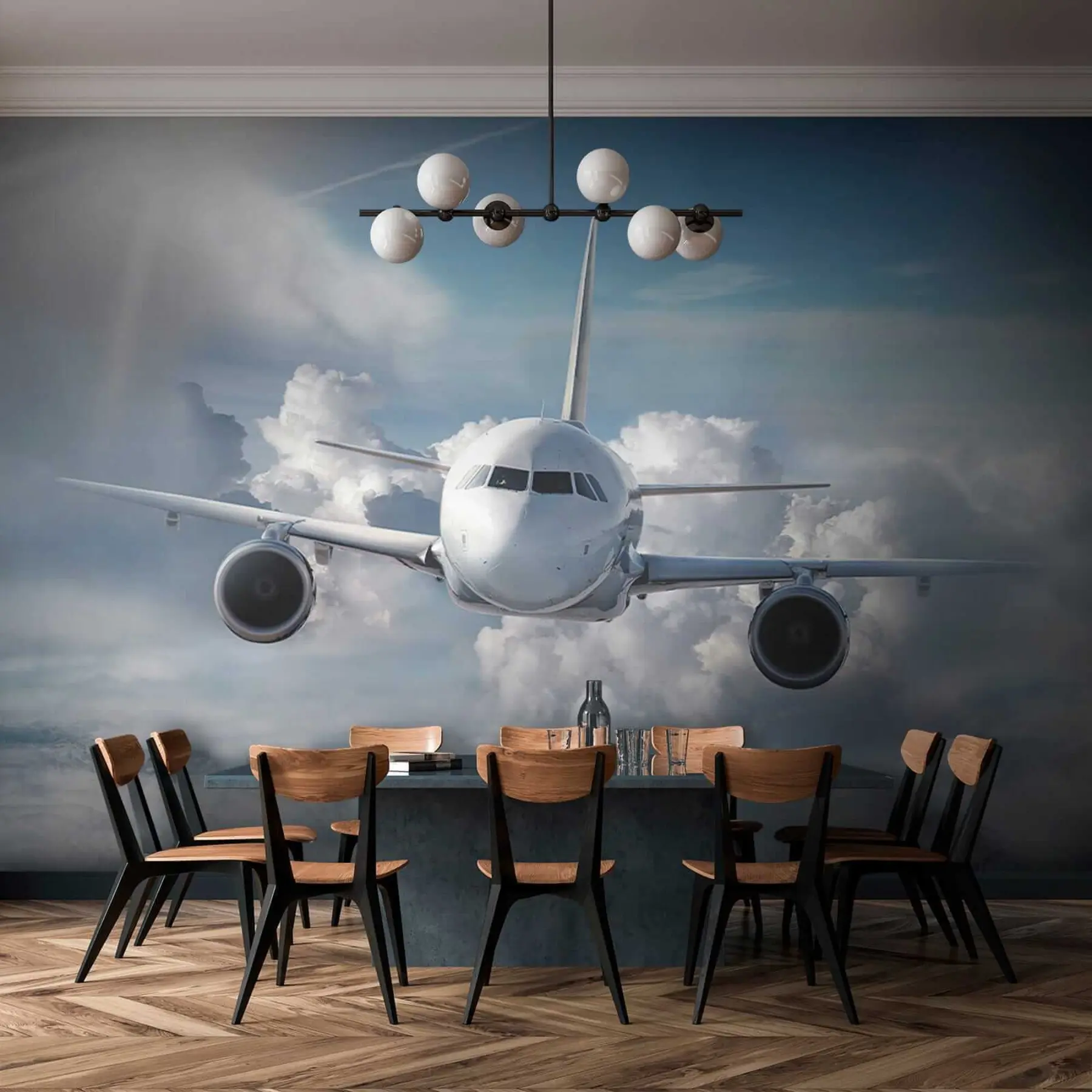 Fotobehang Een vliegtuig in de wolken u62417
