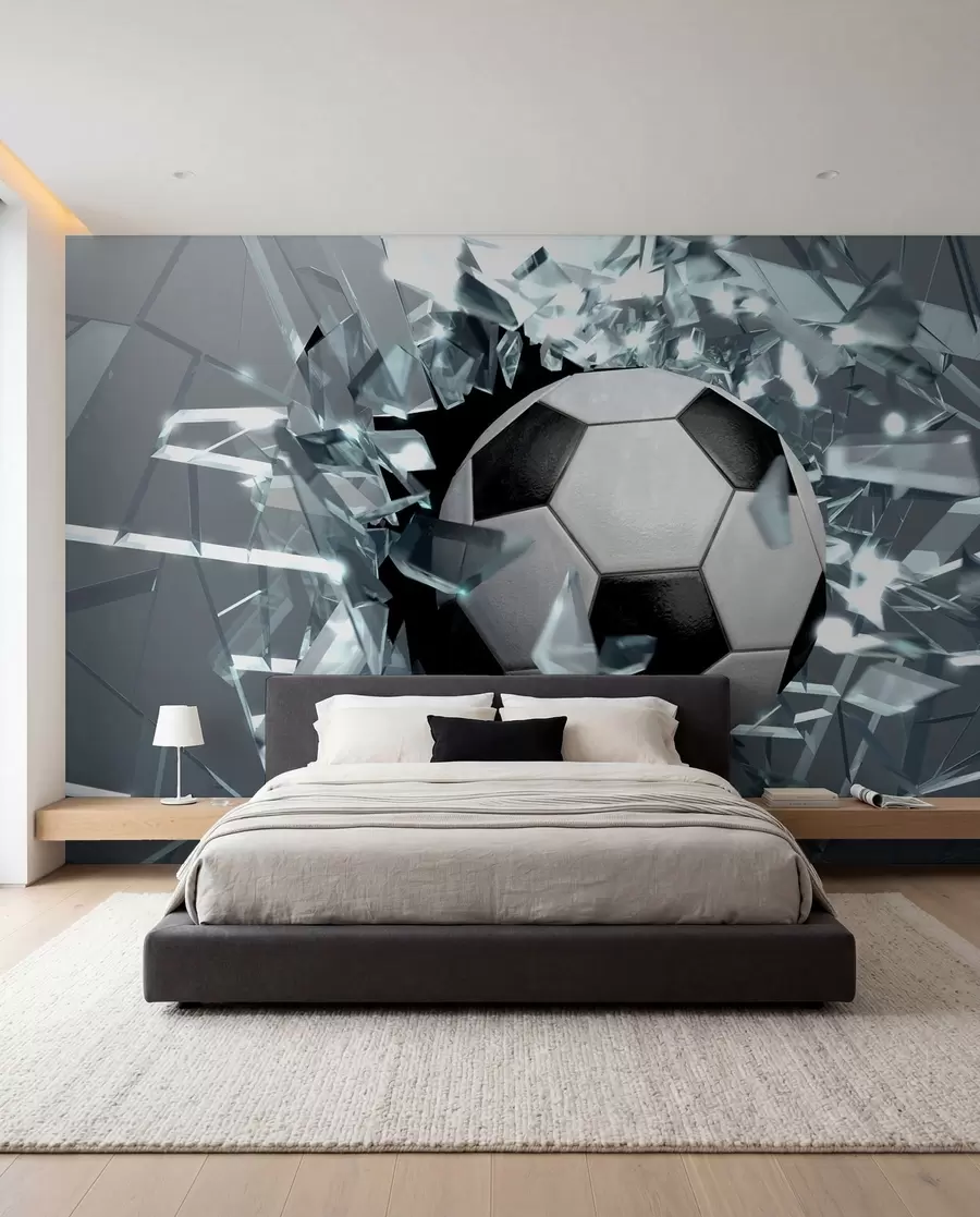 Papier peint photo Le football brise le verre u64581