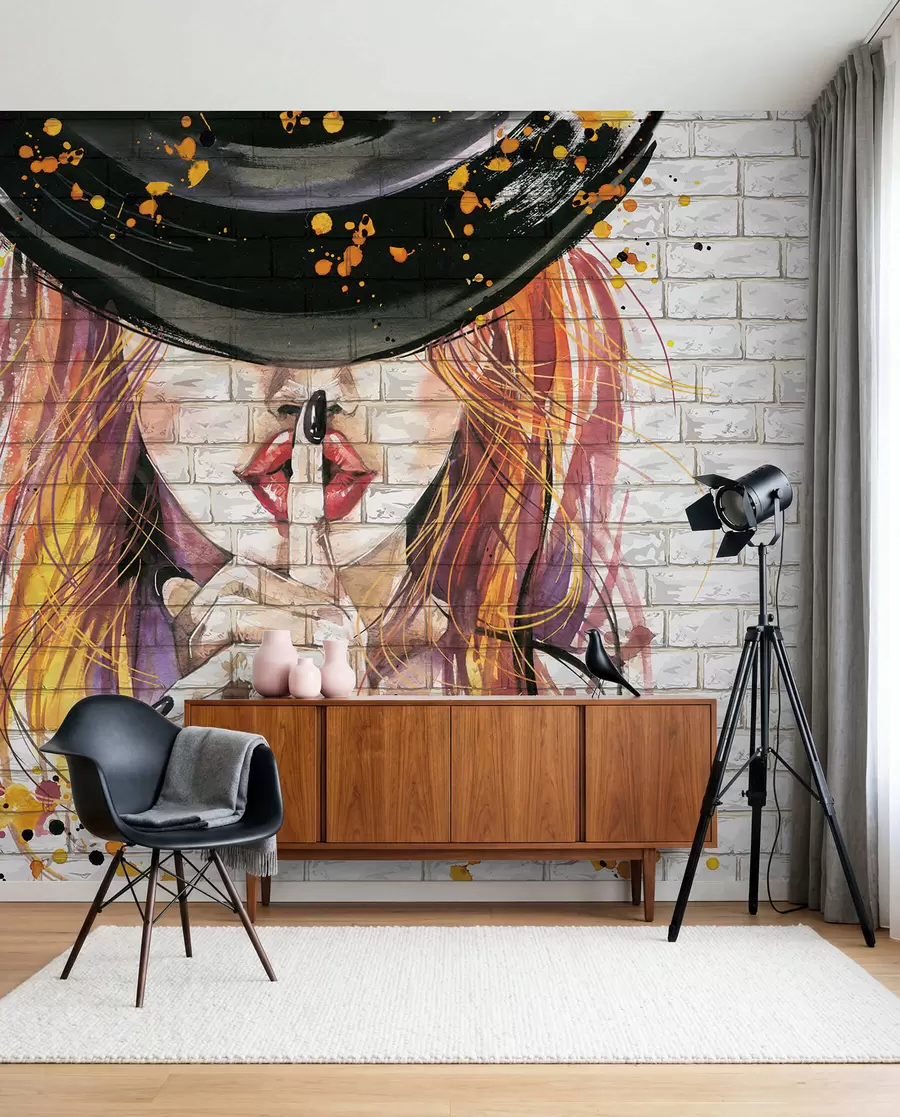 Fotobehang Meisje met aquarellen u67648