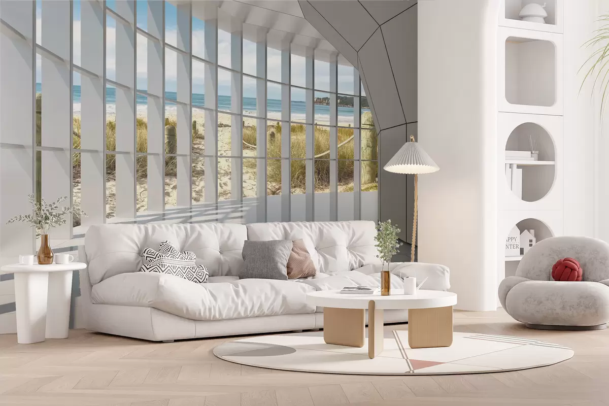 Papier peint photo Couloir 3D avec vue sur la mer u70513