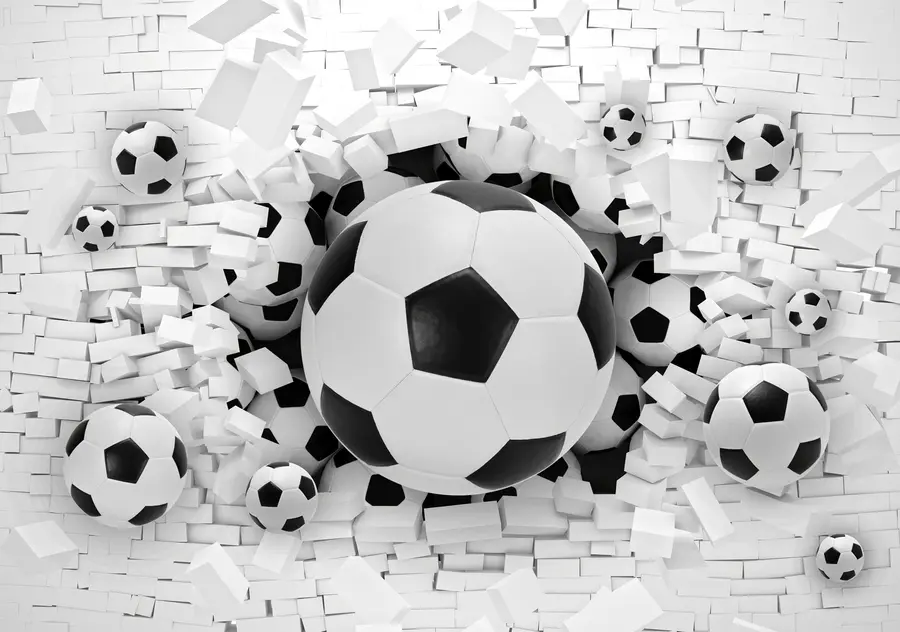 Fotobehang Voetbal breekt door de muur u70633