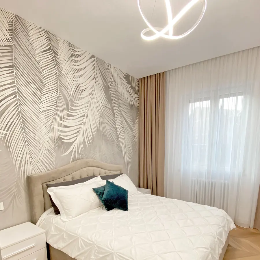 Fotobehang Grijze palmbladeren u48556