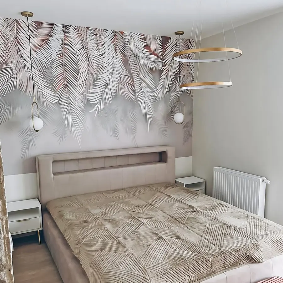 Fotobehang Grijze palmbladeren u48556