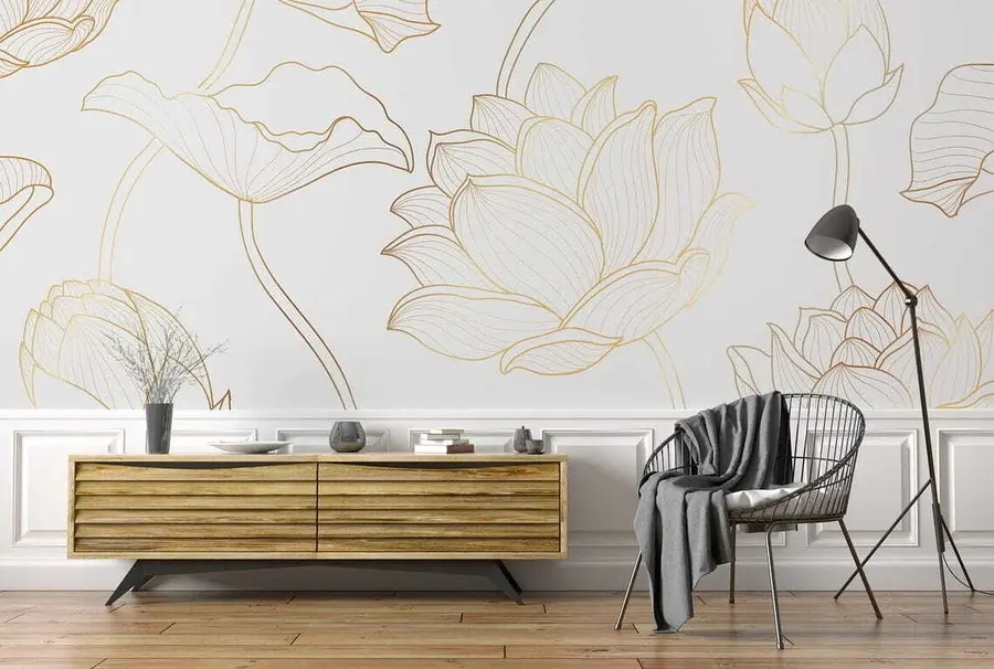 Fotobehang Lotus lijntekeningen u58166