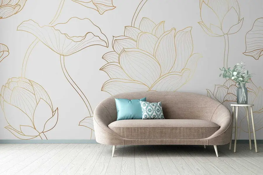 Fotobehang Lotus lijntekeningen u58166