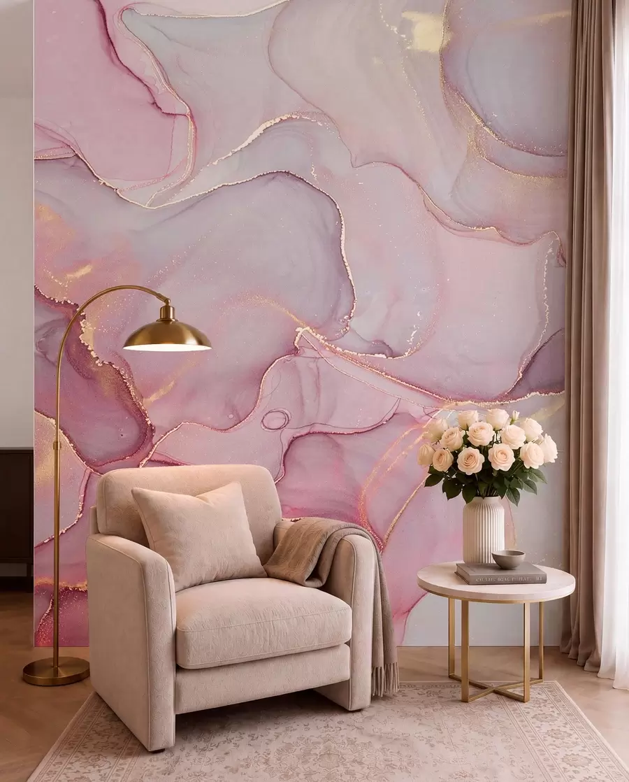 Fotobehang Vloeiend in roze u70787